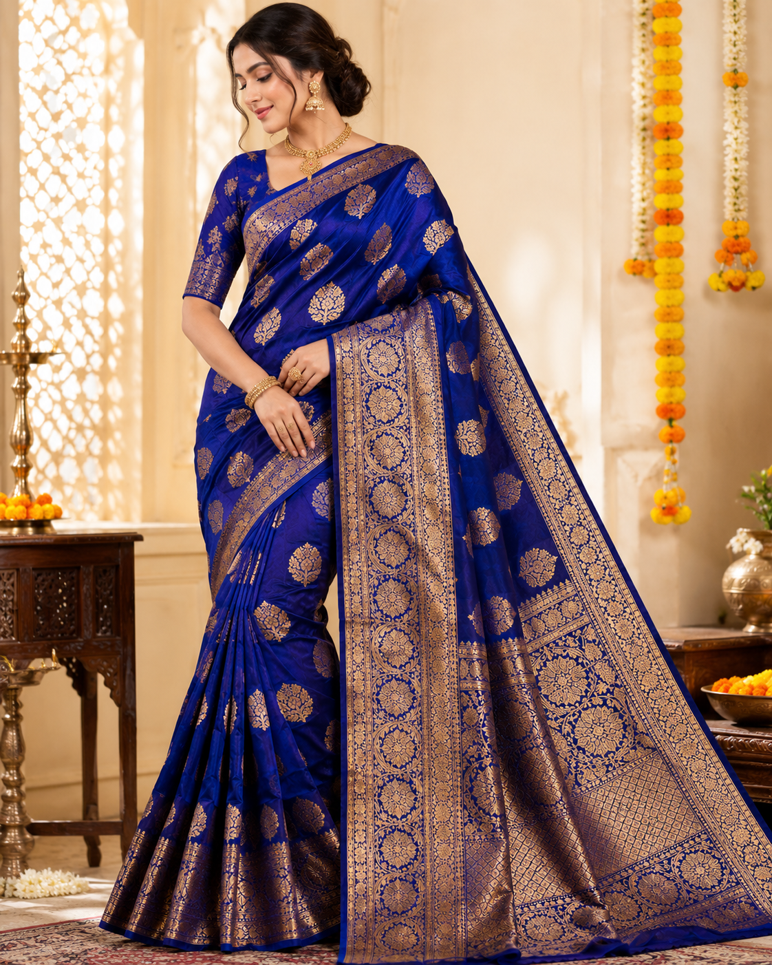 Handwoven Beige Cotton Saree — Handloom Cotton
