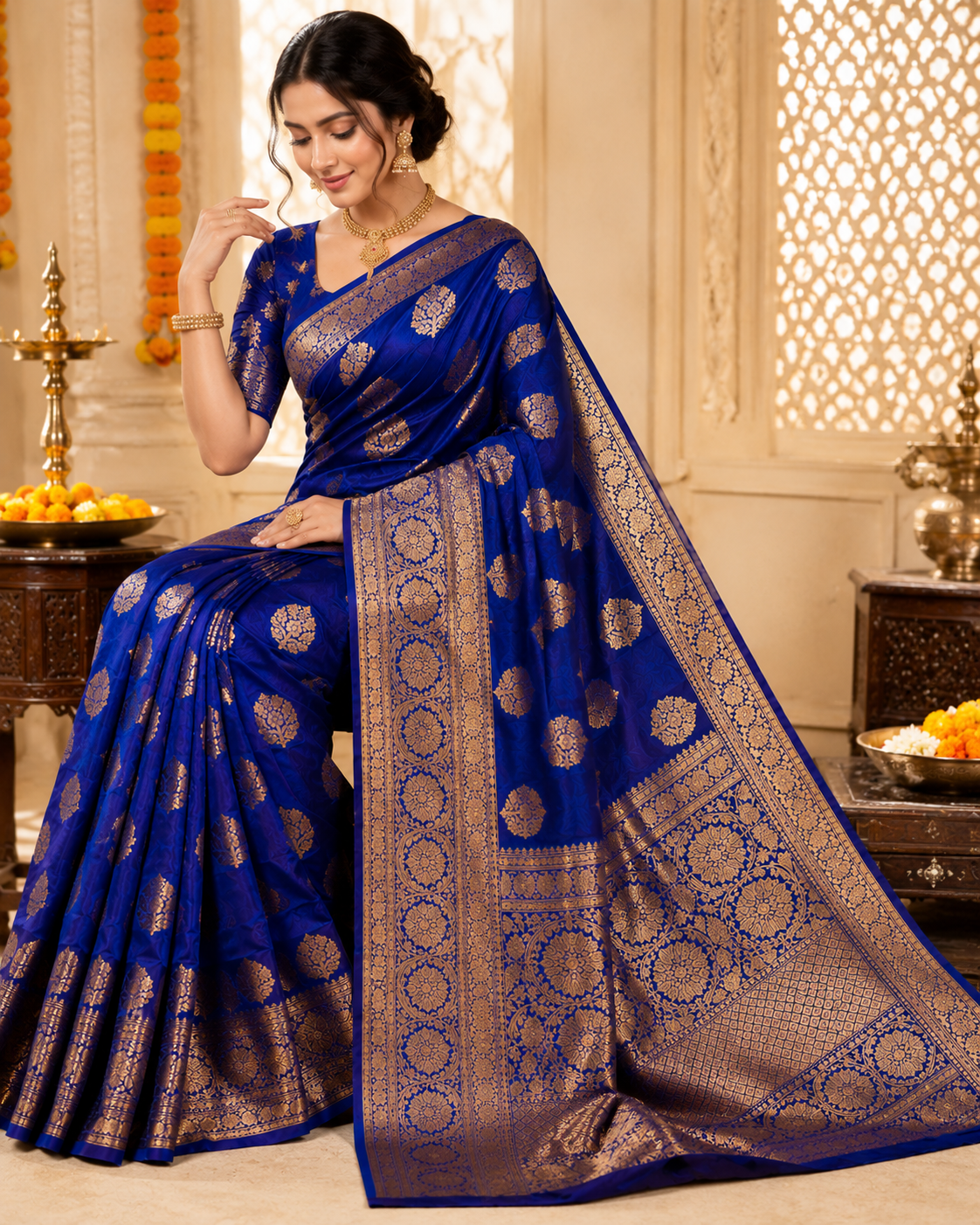 Pure Ivory Organza Saree — Embroidered Organza