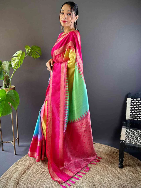 Exquisite Yellow Cotton Saree — Handloom Cotton