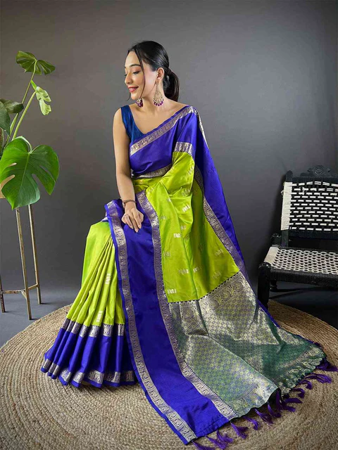 Festive Lilac Organza Saree — Organza