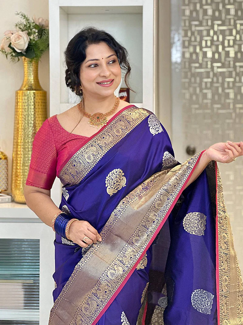 Chic Teal Linen Saree — Jute Linen