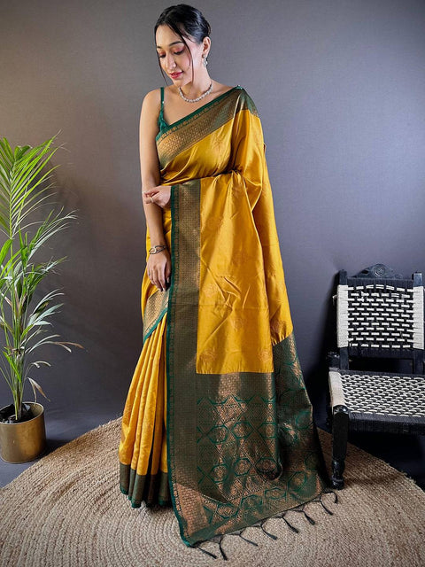 Radiant Wine & Gold Bridal Silk Saree — Kanjivaram Bridal Silk