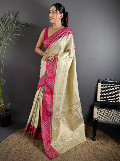 Radiant Red & Gold Designer Net Saree — Stone Work Net