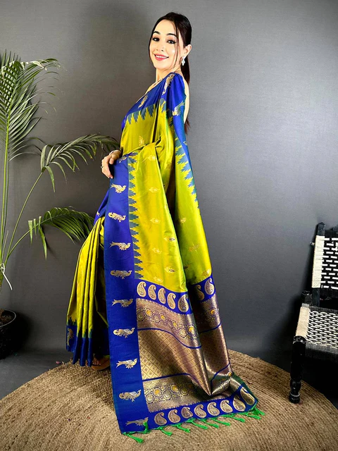 Elegant Sea Green Organza Saree — Organza