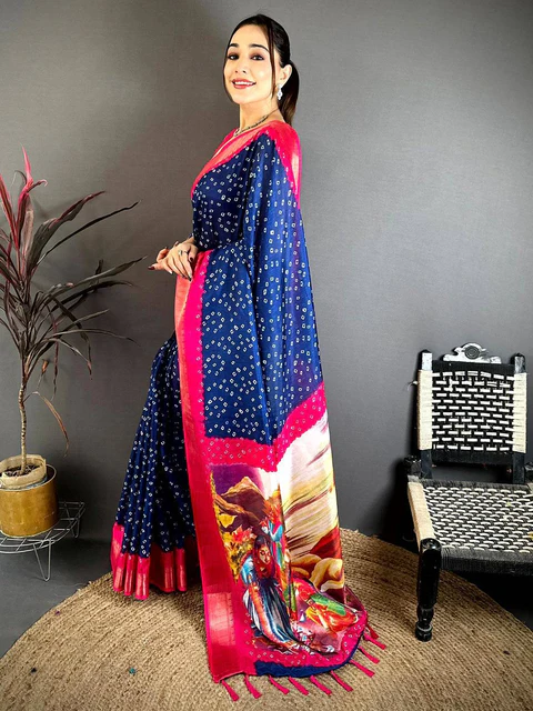 Vibrant Lavender Chiffon Saree — Printed Chiffon