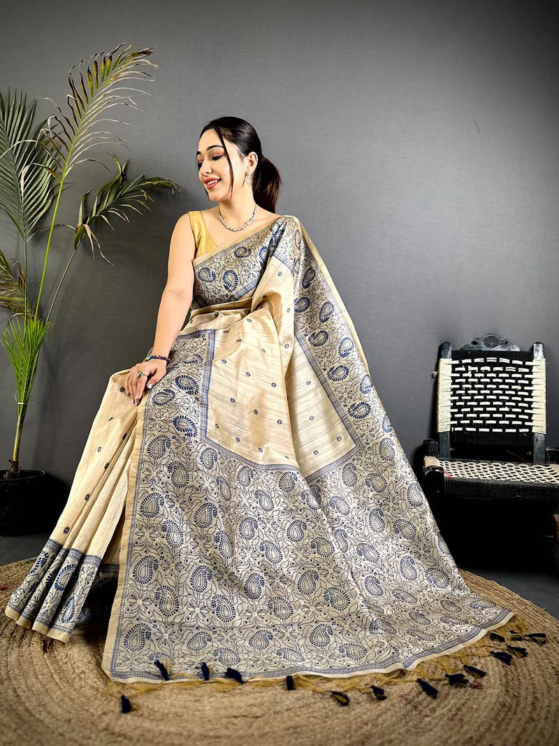 Stunning Coral Organza Saree — Printed Organza