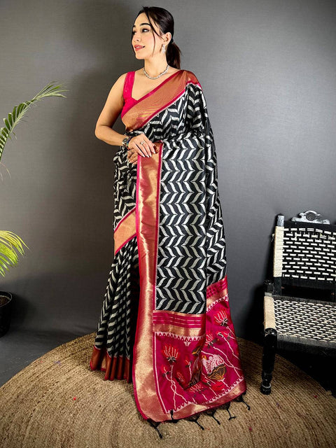 Festive Lavender Chiffon Saree — Printed Chiffon