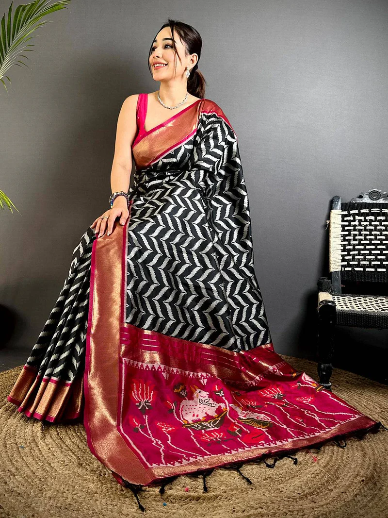 Celebrity Style Banarasi Ikkat Saree — Banarasi Georgette Silk