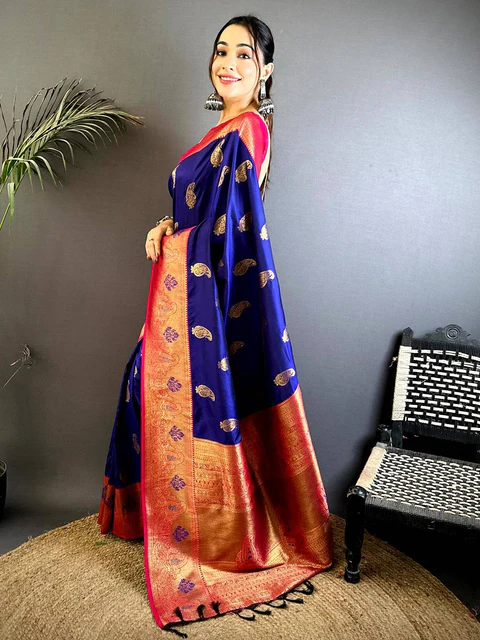 Stunning Crimson Bridal Silk Saree — Kanjivaram Bridal Silk