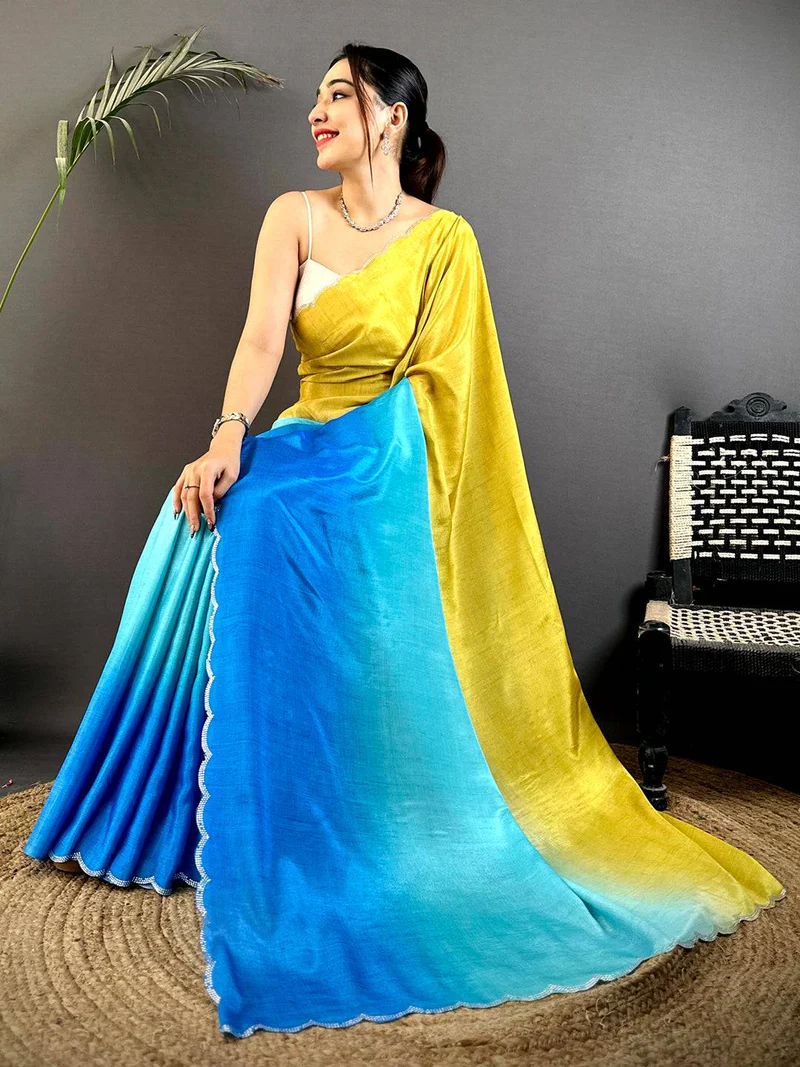 Classic Soft Chiffon Ombre Print Saree — Mysore Pure Silk
