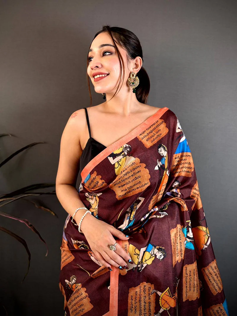 Radiant Sea Green Organza Saree — Printed Organza