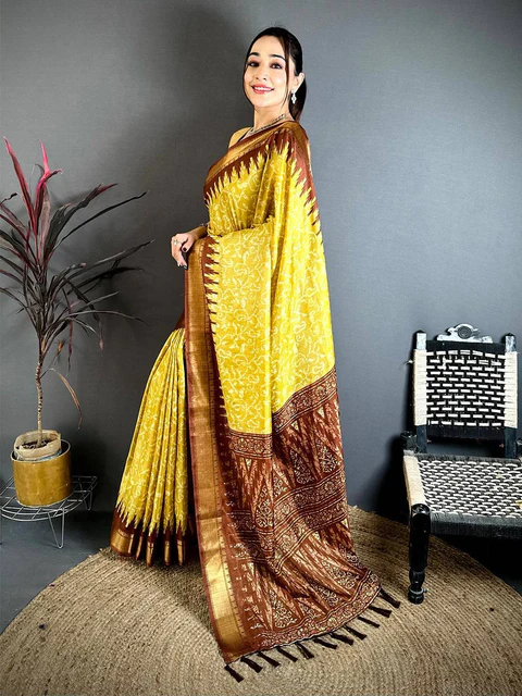 Festive Ivory Organza Saree — Organza