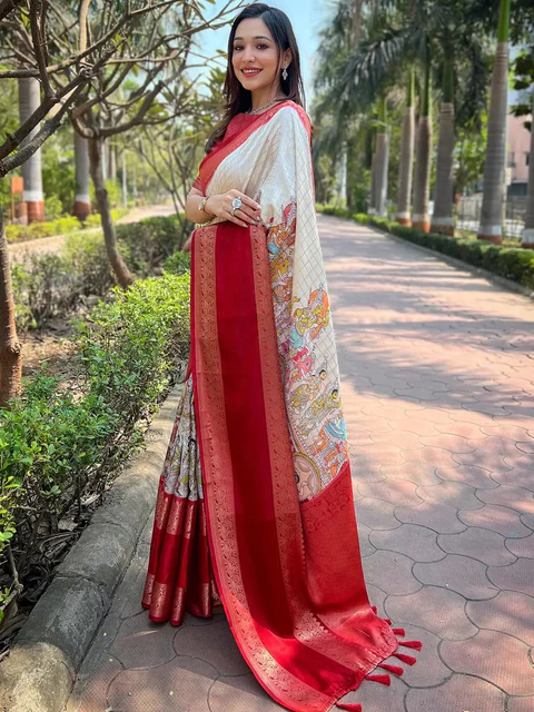Signature Ikat Print Printed Cotton Saree — Printed Cotton