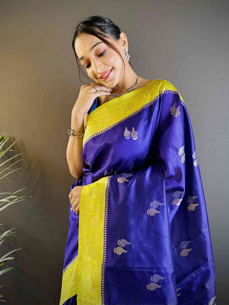 Radiant Royal Blue Designer Net Saree — Sequinned Net