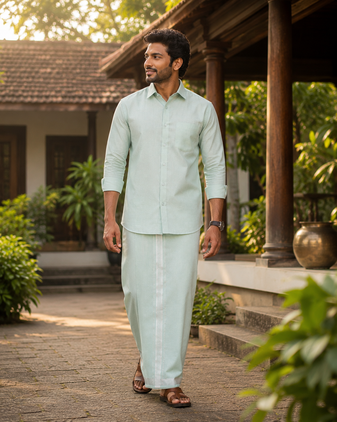 Vaibhava Tissue Combo - Mint blue Color — silk type tissue