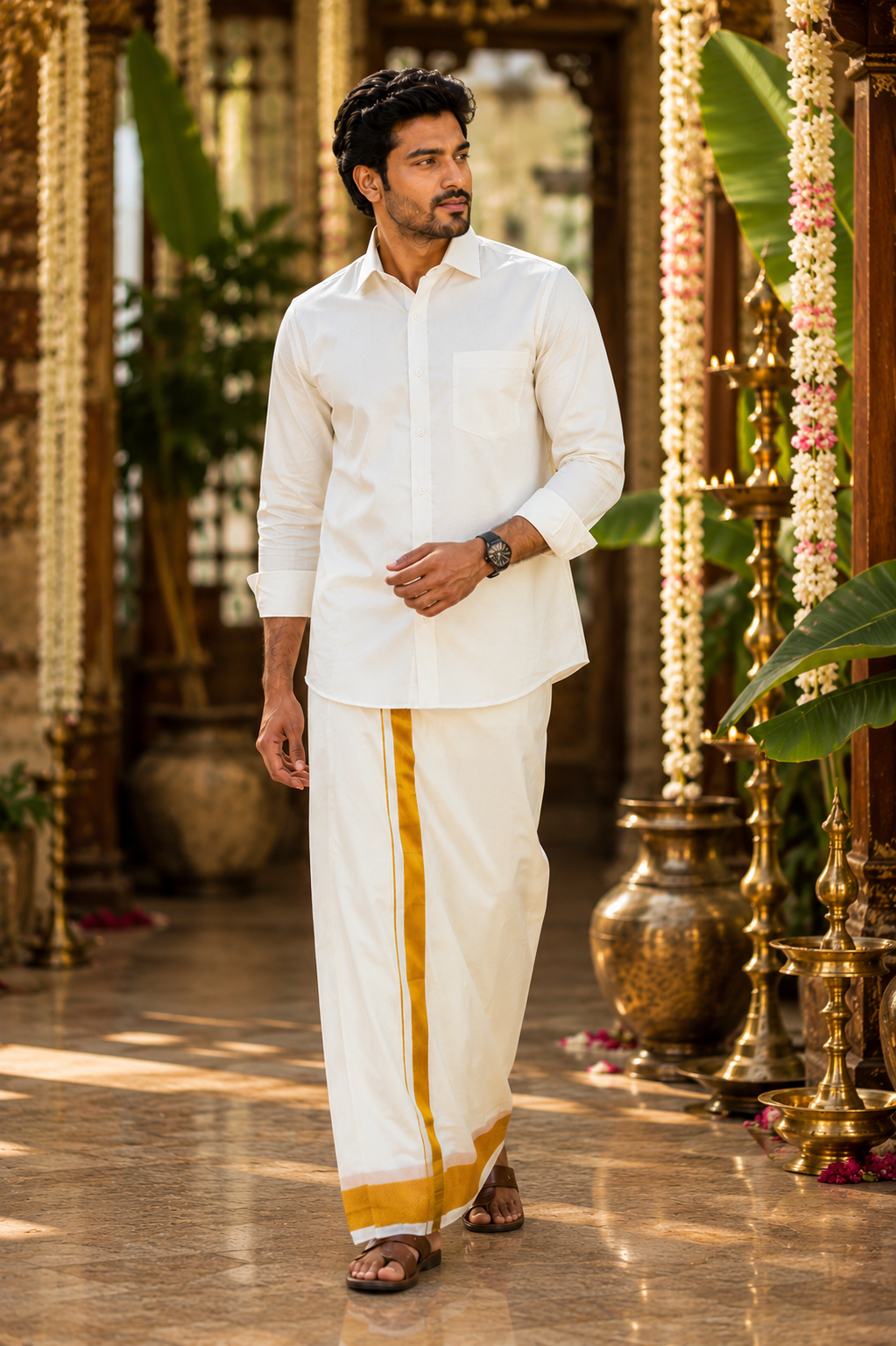 Art Silk Combo - Cream Color
