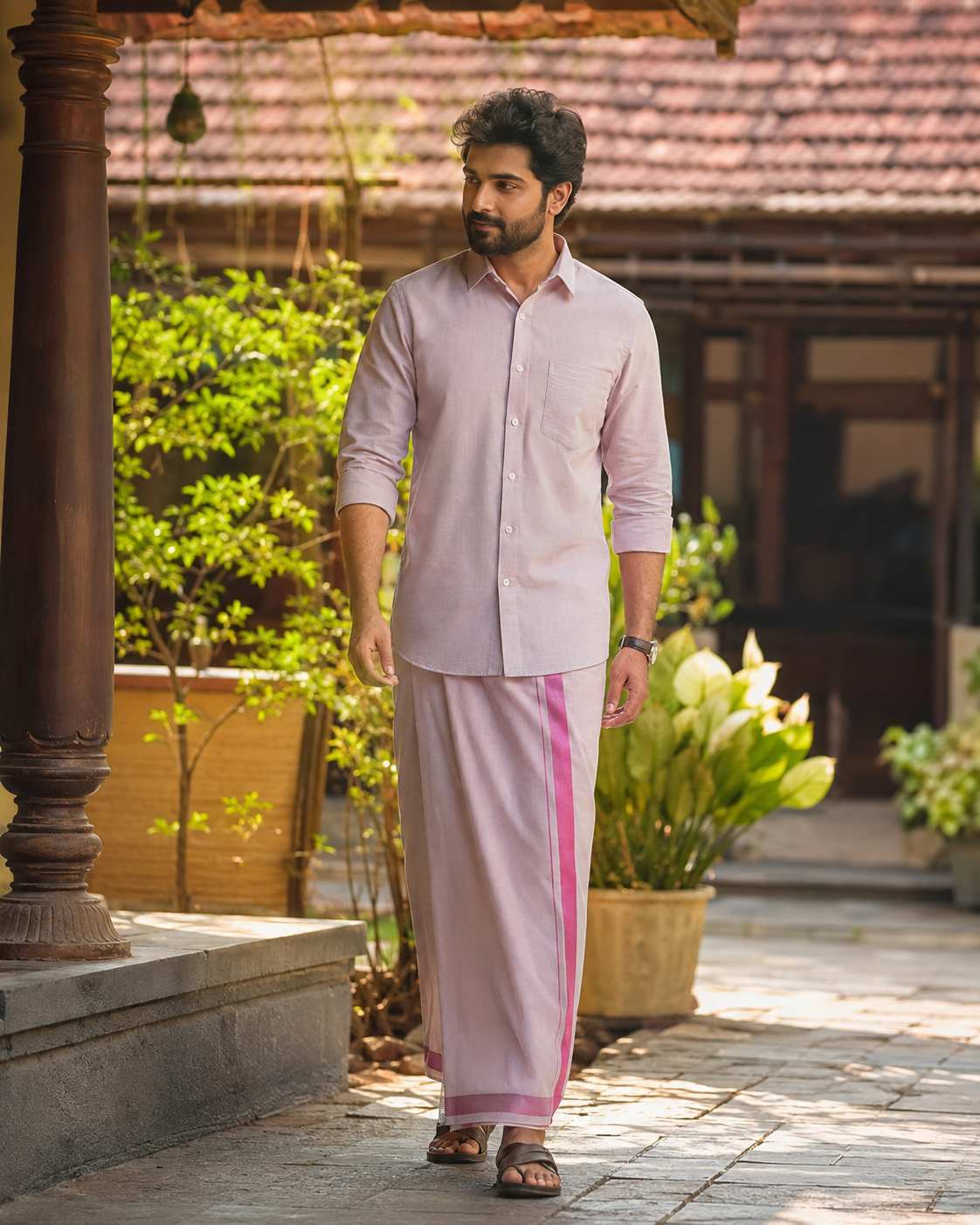 Vaibhava Tissue Combo - Pink Rose Cotton Tissue Color — Cotton in Pink Rose — view 3