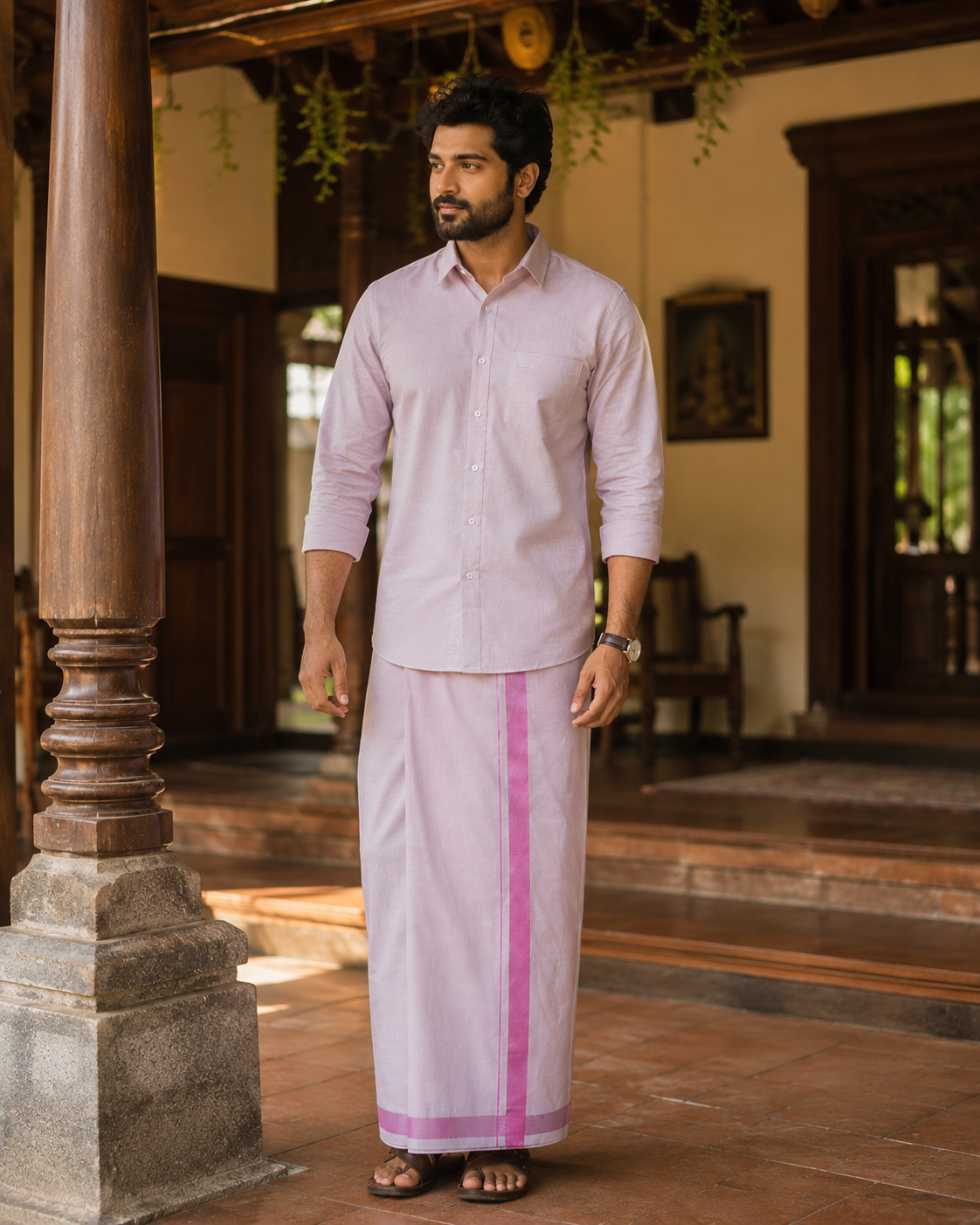 Vaibhava Tissue Combo - Pink Rose Cotton Tissue Color — Cotton in Pink Rose — view 2